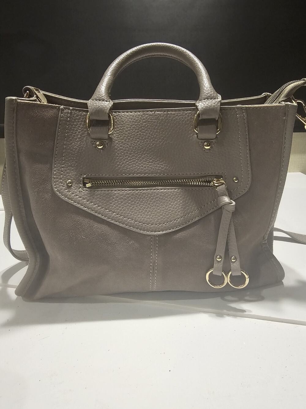 Moda Luxe Bridget Satchel Handbag or Purse. Gray color 12.5"x9"x4"Vegan Leather*